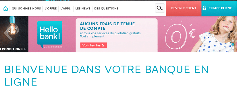 Capture écran du site Hello bank