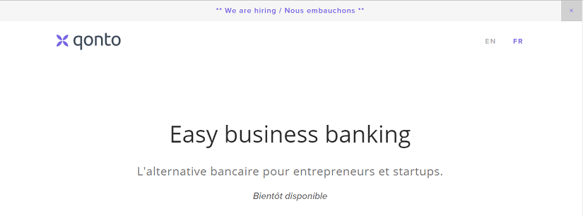 Interface du site de Qonto banque